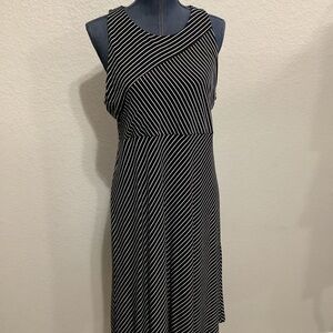 Athleta Santorini Sleeveless Black White Mixed Stripe Dress Women's Size X-Large